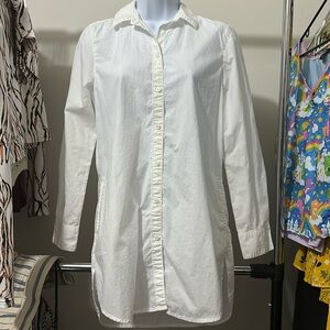Madewell white cotton button down shirt with split hem